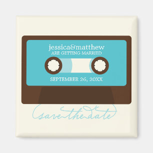Retro Mixtape Bröllop spara datum Magnet