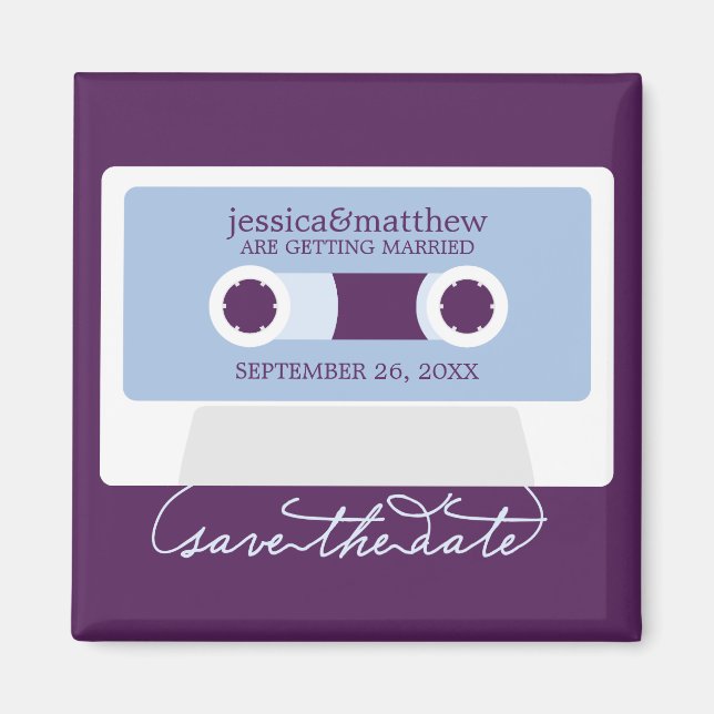 Retro Mixtape Bröllop Spara Datum Magnet (Framsidan)