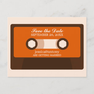 Retro Mixtape Bröllop spara datum Meddelande Vykort