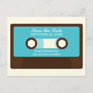 Retro Mixtape Bröllop spara datum Meddelande Vykort