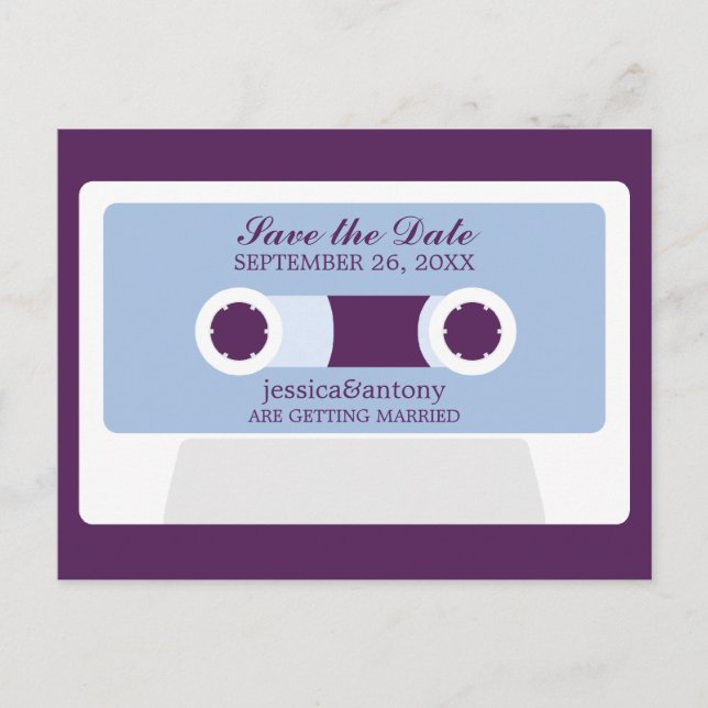 Retro Mixtape Bröllop Spara Datum Meddelande Vykort (Framsida)