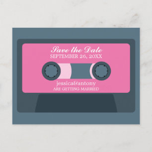 Retro Mixtape Bröllop Spara Datum Meddelande Vykort