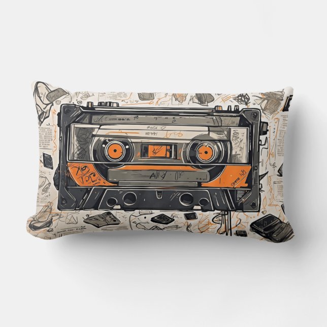 Retro Mixtape Kassettband Lumbarkudde (Framsida)
