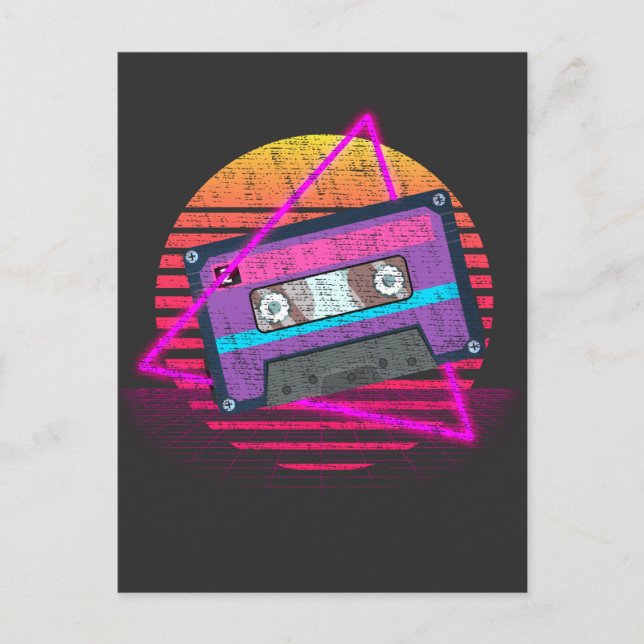 Retro Mixtape Vaporwave Music Sunset Tape Vykort (Framsida)