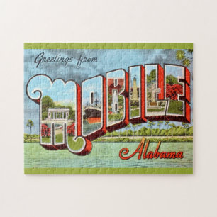 Retro mobil Alabama vykort Pussel