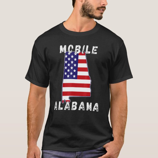 Retro Mobile AL Alabama Apparel Souvenir T Shirt (Framsida)