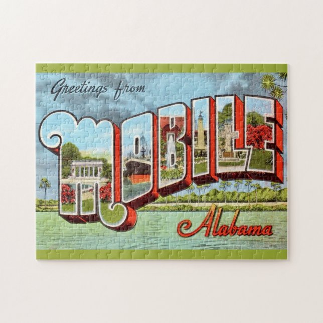 Retro Mobile Alabama Postcard Pussel (Horisontell)