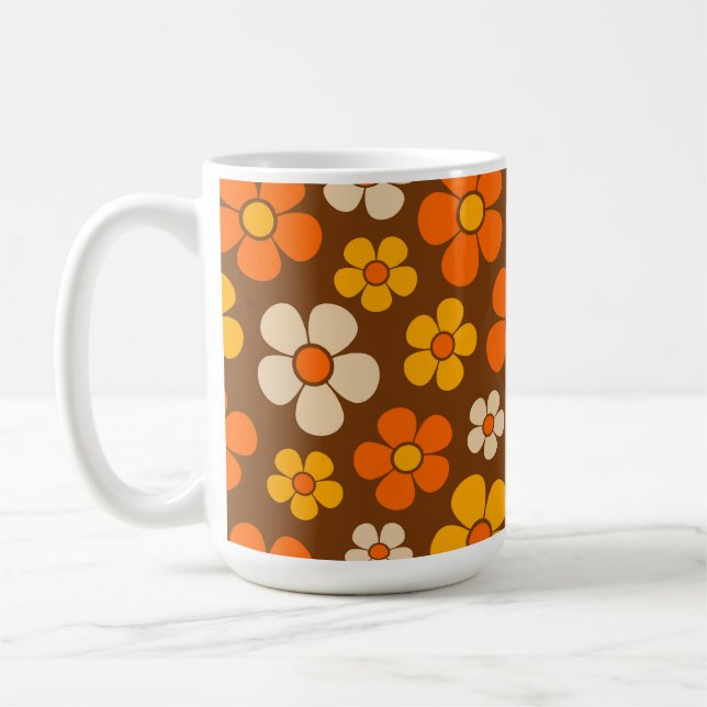 Retro Mod 1960-tals stil blomster mönster  Kaffemugg (Vänster)