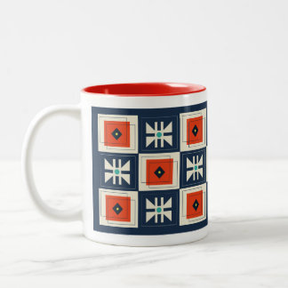 Retro Mod Abstrakt Geometric Butterfly Mönster Två-Tonad Mugg