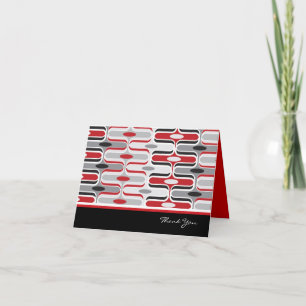Retro Mod Art Deco Zig Funky Mönster Red Black Tack Kort