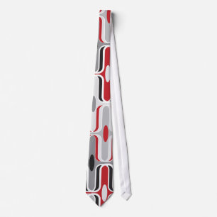 Retro Mod Art Deco Zig Zag Red Black Ogee Mönster Slips
