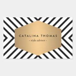 Retro Mod Black and White Mönster med Guld Emblem Rektangulärt Klistermärke