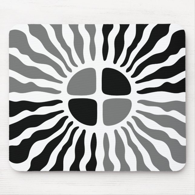 Retro Mod Black and White Sunburst Geometric Mouse Musmatta (Framsidan)