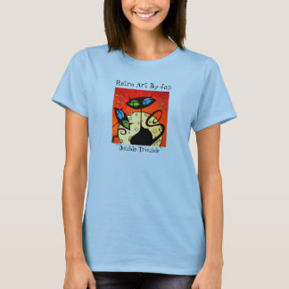 Retro Mod Black Cat T Pop Artist Jan A. Sullivan Tee