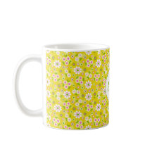 Retro Mod Blommor Gul & Vit Monogram