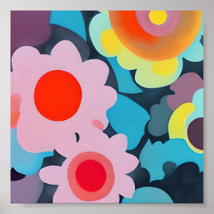Retro mod-blommor poster
