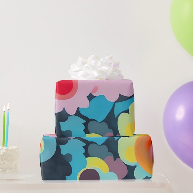 Retro mod-blommor presentpapper (Festgåvor)