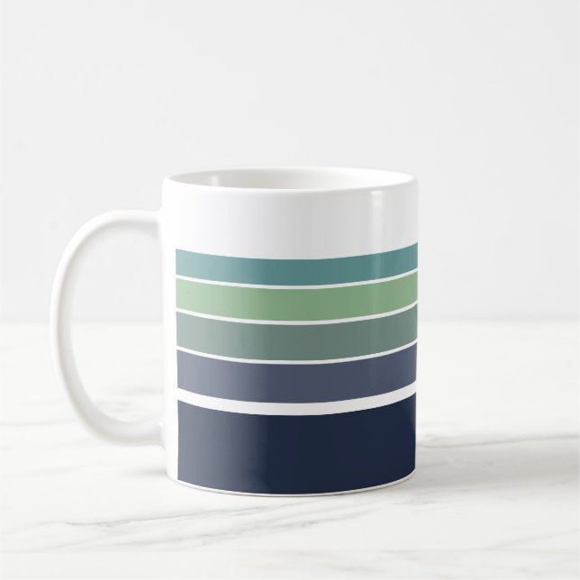 Retro/Mod Blue och Grönt Stripe Kaffemugg (Vänster)