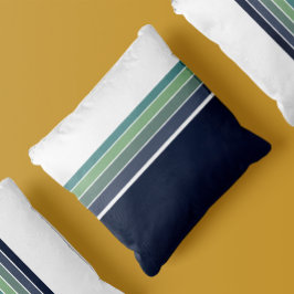 Retro/Mod Blue och Grönt Stripe Kudde