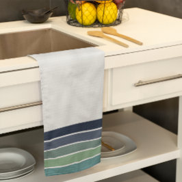 Retro/Mod Blue och Grönt ’Surfboard’ stripe Kökshandduk