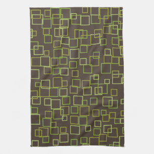Retro Mod Brown Lime Kitchen Towel Gift Kökshandduk