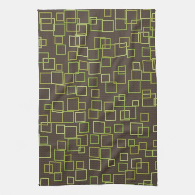 Retro Mod Brown Lime Kitchen Towel Gift Kökshandduk (Vertikal)