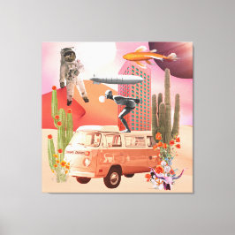 Retro Mod Collage Icons Desert Spaceman Canvastryck