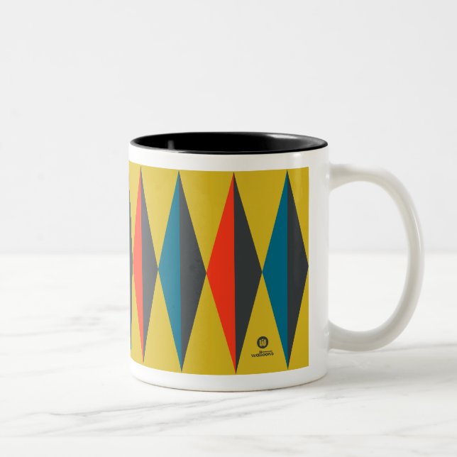 Retro Mod Diamond Mönster Två-Tonad Mugg (Höger)