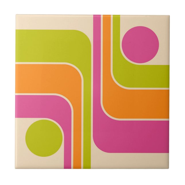 Retro Mod Geometric Design Kakelplatta (Framsidan)