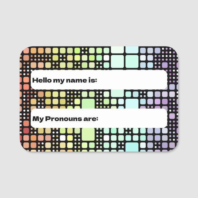 Retro Mod Geometric Groovy Funky Neuroköns Pride Namnbricka (Framsida)