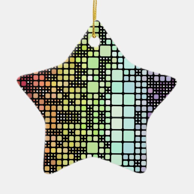 Retro Mod Geometrisk Groovy Funky Neurokönsstolthe Julgransprydnad Keramik (Framsidan)