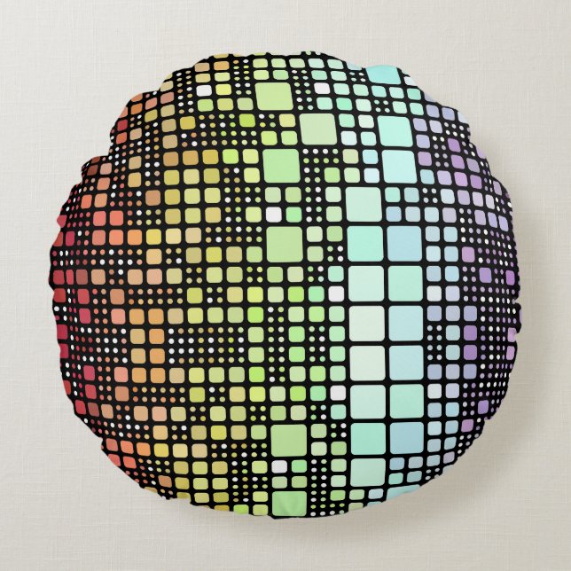 Retro Mod Geometrisk Groovy Funky Neurokönsstolthe Rund Kudde (Framsidan)