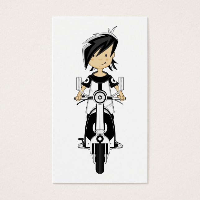 Retro Mod Girl på Scooter Bookmark Visitkort (Framsidan)