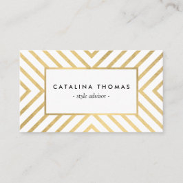 Retro Mod Guld och Vita Mönster Visitkort
