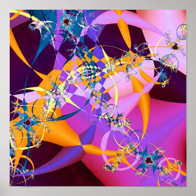 Retro-Mod-Mandelbrot (12 till 12) Poster Art-utskr (Framsidan)