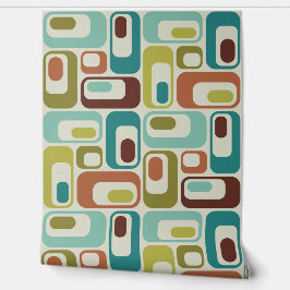 Retro Mod Ovalers Pillow Beige Teal Aqua Grönt Bro