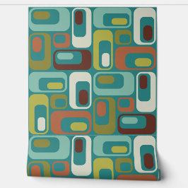 Retro Mod Ovalers Pillow Teal Aqua Grönt Brown