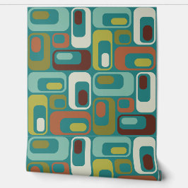 Retro Mod Ovalers Pillow Teal Aqua Grönt Brown