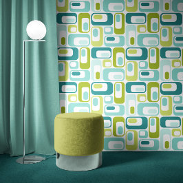 Retro Mod Ovals Apple Green Teal Aqua Blue