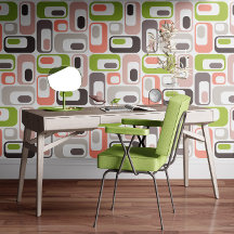 Retro Mod Ovals Laxröda Rosa Rosé Beige Grön
