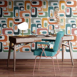 Retro Mod Ovals Teal Sage Rust Orange Pink Grey