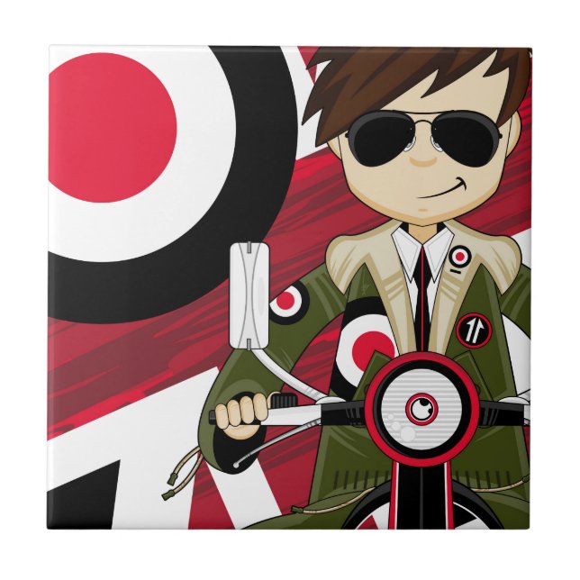 Retro mod på sparkcykeln kakelplatta (Framsidan)