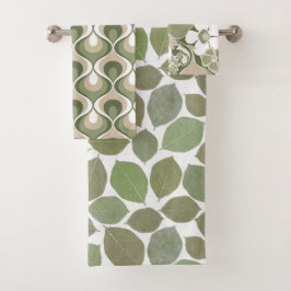 Retro Mod Patterns Sage Olive Green Beige