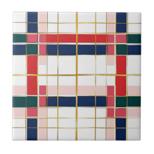 Retro MOD Pput Red Blue Guld jul Kakelplatta