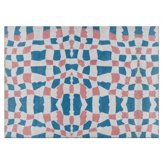 Retro Mod Rosa Blue Checkerboard-Abstrakt (Framsidan)