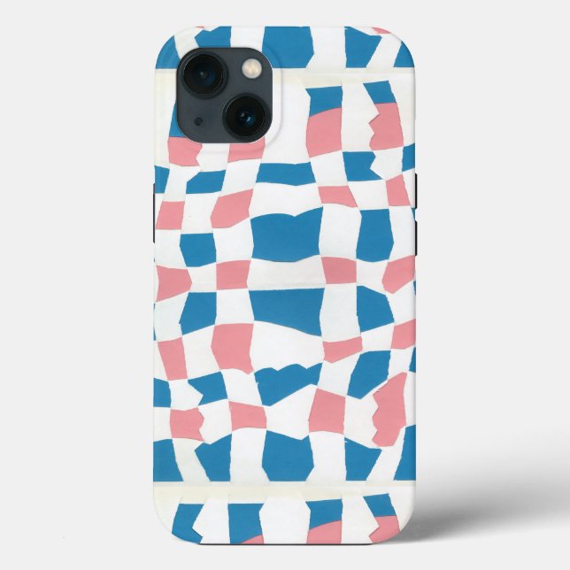 Retro Mod Rosa Blue Checkerboard-Abstrakt (Baksida)