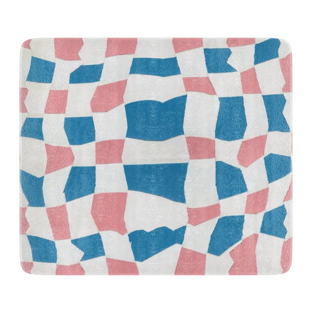 Retro Mod Rosa Blue Checkerboard-Abstrakt (Framsidan)
