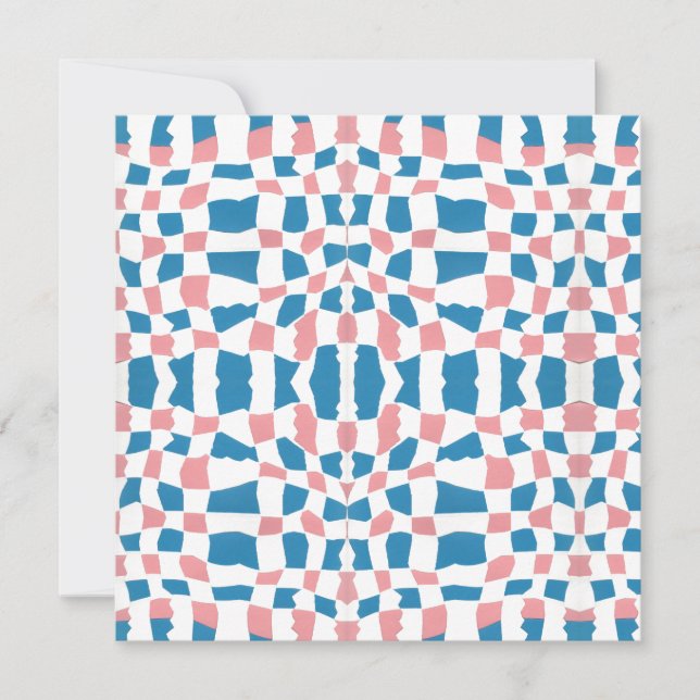 Retro Mod Rosa Blue Checkerboard-Abstrakt (Framsida)