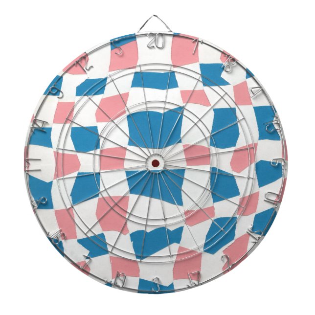 Retro Mod Rosa Blue Checkerboard-Abstrakt Darttavla (Framsidan)