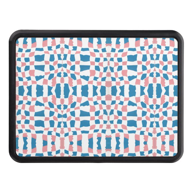Retro Mod Rosa Blue Checkerboard-Abstrakt Dragkroksskydd (Framsidan)